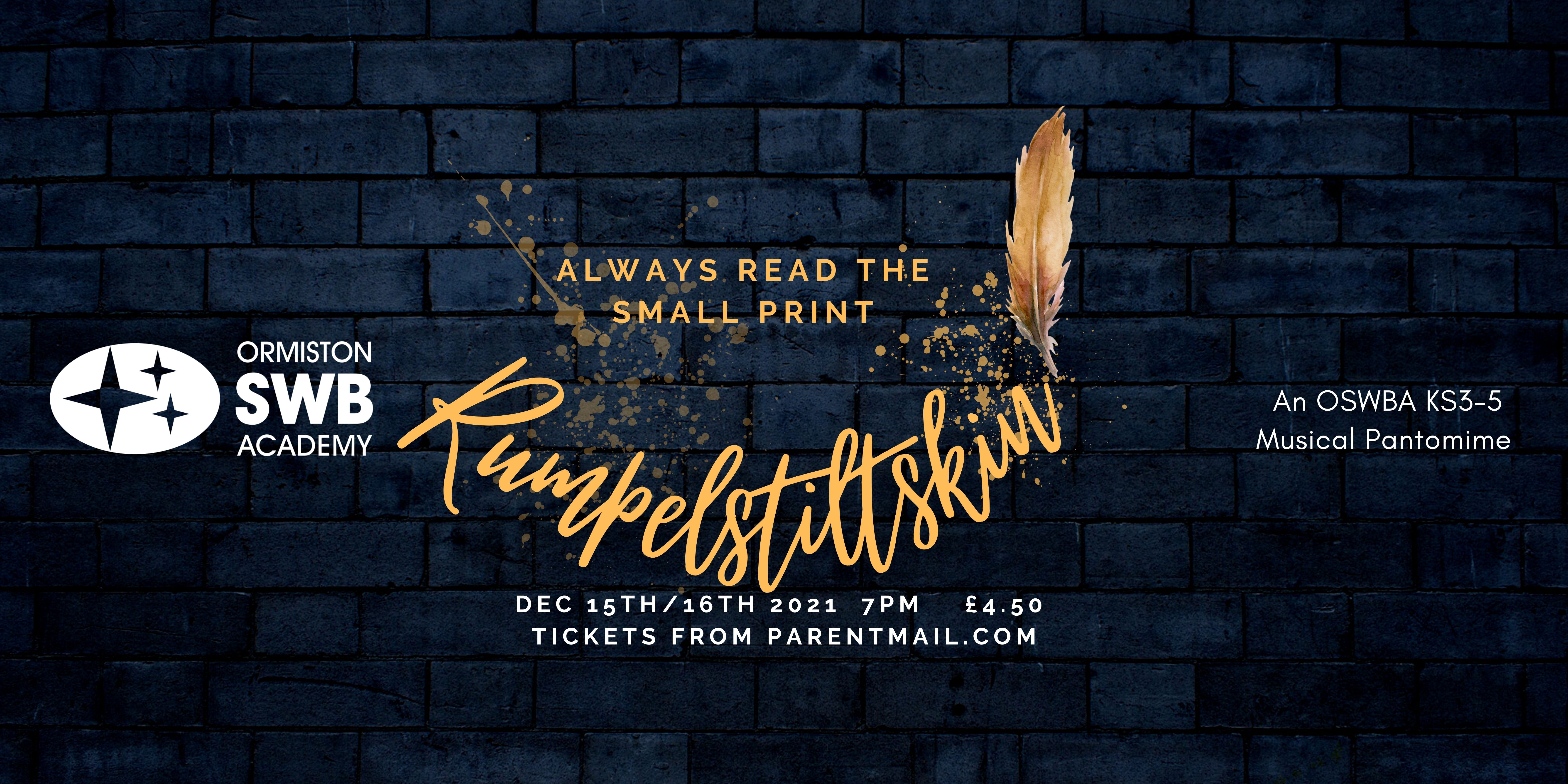 Rumpelstiltskin – All School pantomime - CANCELLED